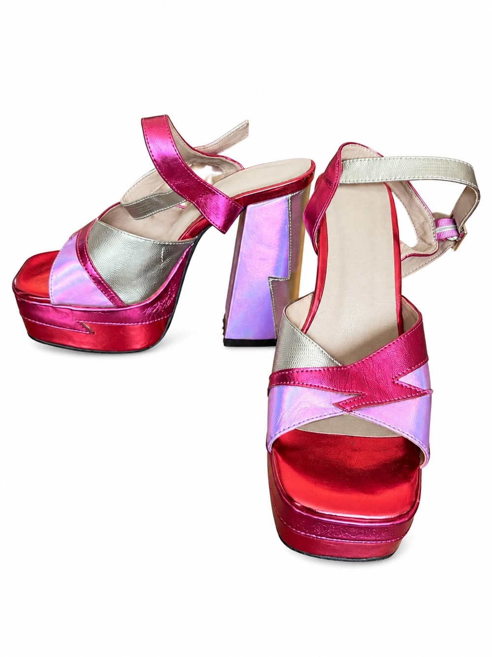 Nasty Gal Metallic Pink and Gold Platform Heels - Picture 6 of 10